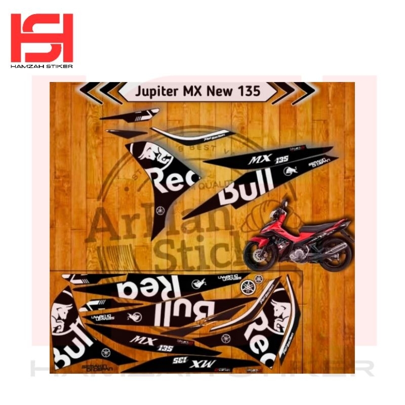 {HS} Jual Stiker Yamaha New Jupiter MX / NJMX 135 Motif Redbull Striping Variasi