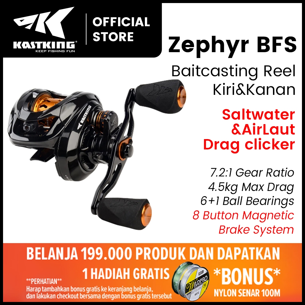 [OFFICIAL] KastKing Zephyr BFS Reel BC Baitasting Reel Pancing, Drag Clicker, Air Laut Saltwater SW 