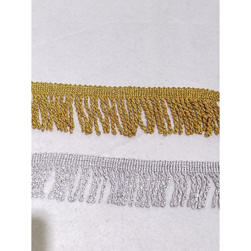 Renda rumbai tambang emas & silver