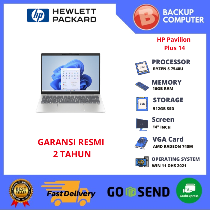 LAPTOP HP Pavilion Plus Laptop 14-ey0016AU/ey0017AU Ryzen 5 - 7540U