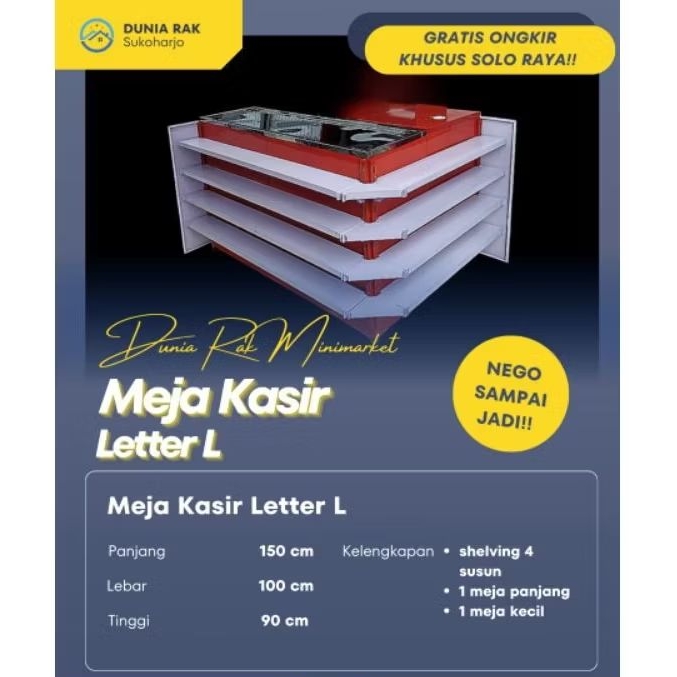MEJA KASIR PLAT BAJA untuk Toko/Minimarket TERMURAH Se-Jawa Tengah,Ready Stock FREE ONGKIR