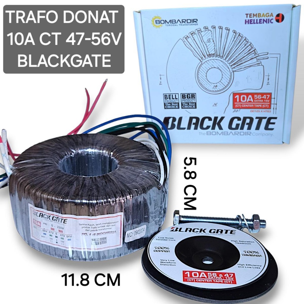 Trafo Donat Toroid 10A CT 47 - 56V Blackgate / 10A CT 47-56V Murni Bombardir BLACKGATE