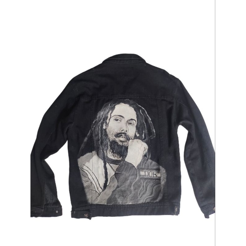 PRELOVED - JAKET DENIM LUKIS CUSTOM