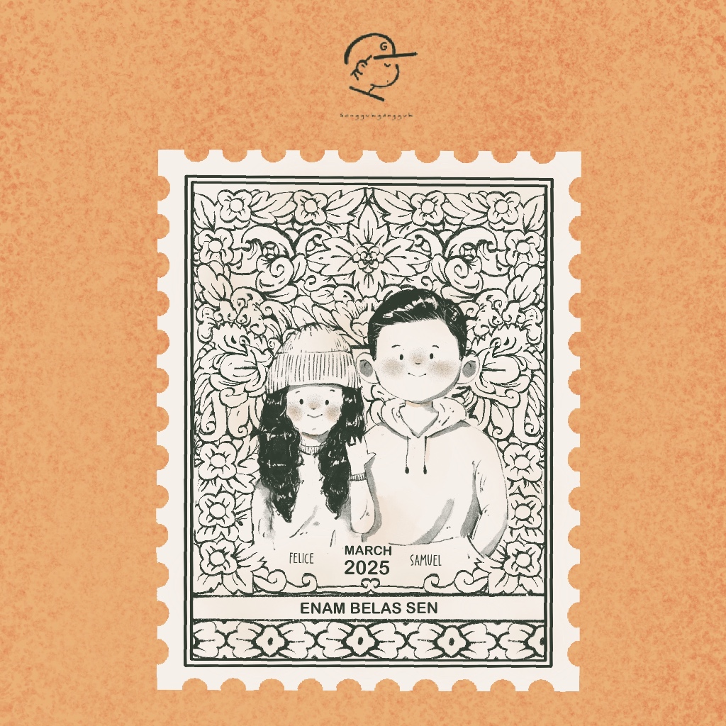 

Ilustrasi sketch gambar vintage ala perangko