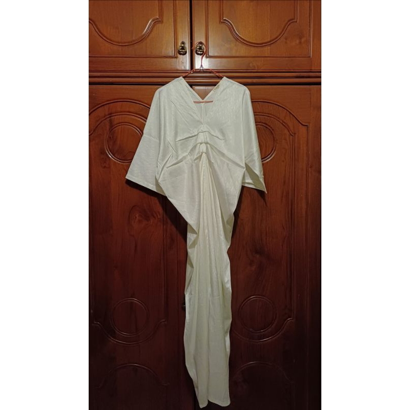 Kaftan gamis wanita premium putih | baju muslim fashion lebaran