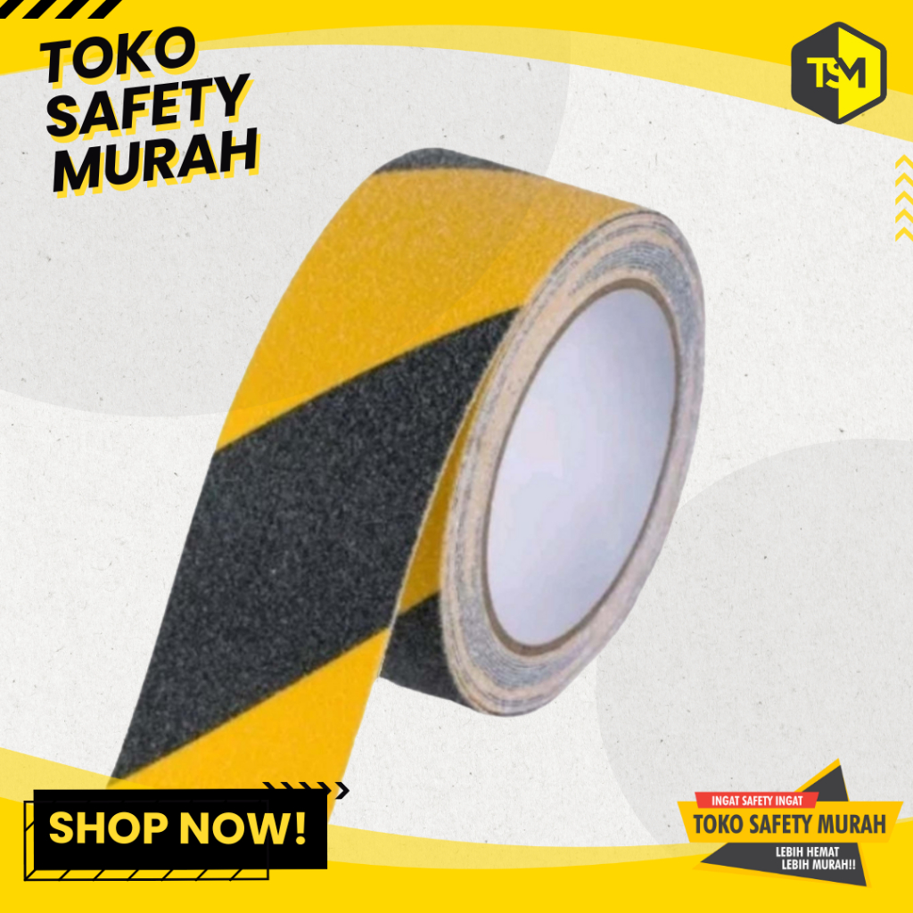 Lakban Anti Slip / Lakban Anti Licin Kuning Hitam 5 cm x 5 meter