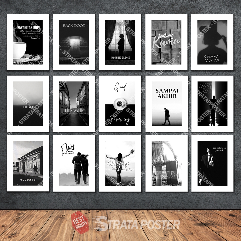 Poster dinding aesthetic Dekorasi hiasan kamar hitam putih modern