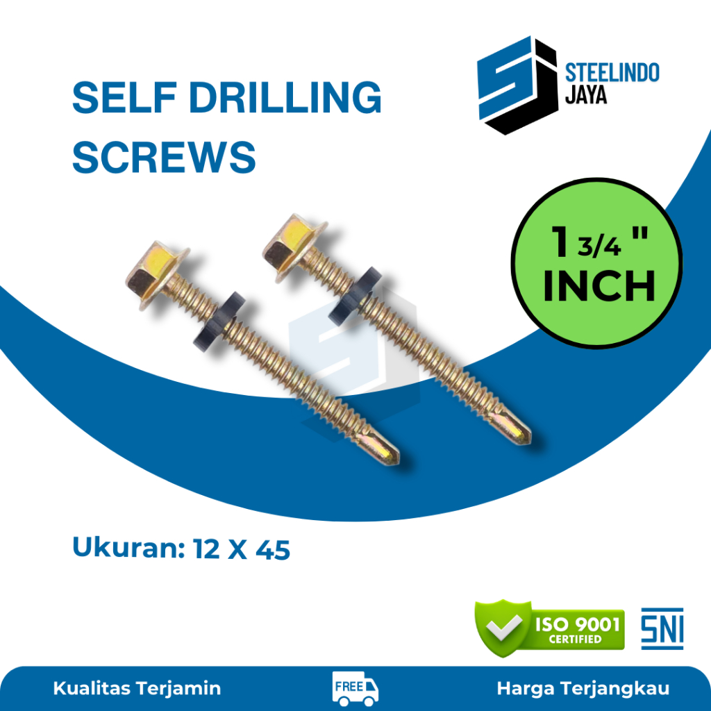 Sekrup Roofing 1 3/4 Inch 100 Pcs | Self Drilling Screw (SDS) dengan Washer
