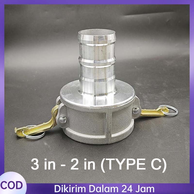 Camlock Aluminium 2”Type C 200 （3 Inch Ke 2 Inch）Aluminium Digunakan Untuk Pipa Air Atau Minyak Caml