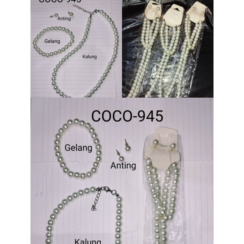 Gelang, Anting, dan Kalung mutiara Putih dengan harga/set
