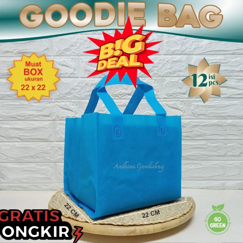 

(PAKET LUSINAN) GOODIE BAG TAS HAJATAN SPUNBOND BOX DUS 22x22
