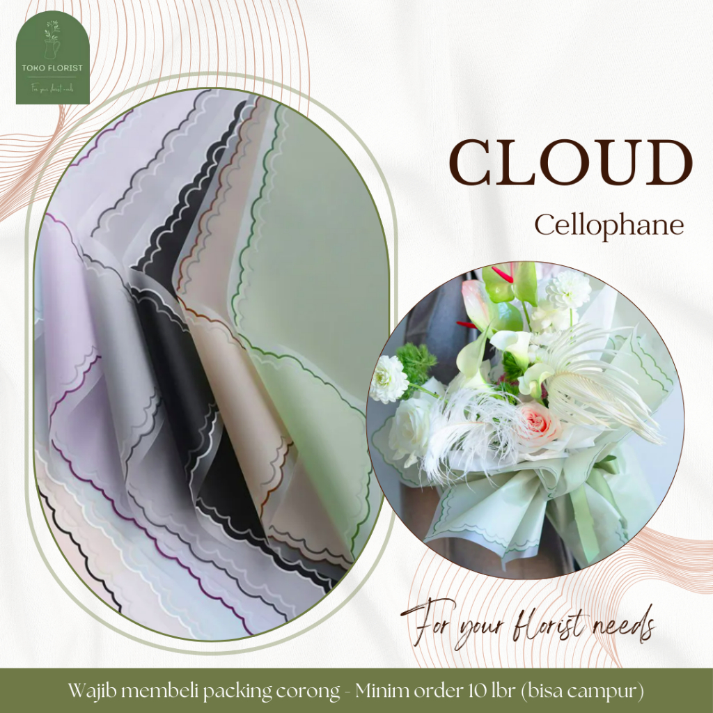 

GROSIR Kertas buket bunga cellophane CLOUD FRAME isi 20 lembar