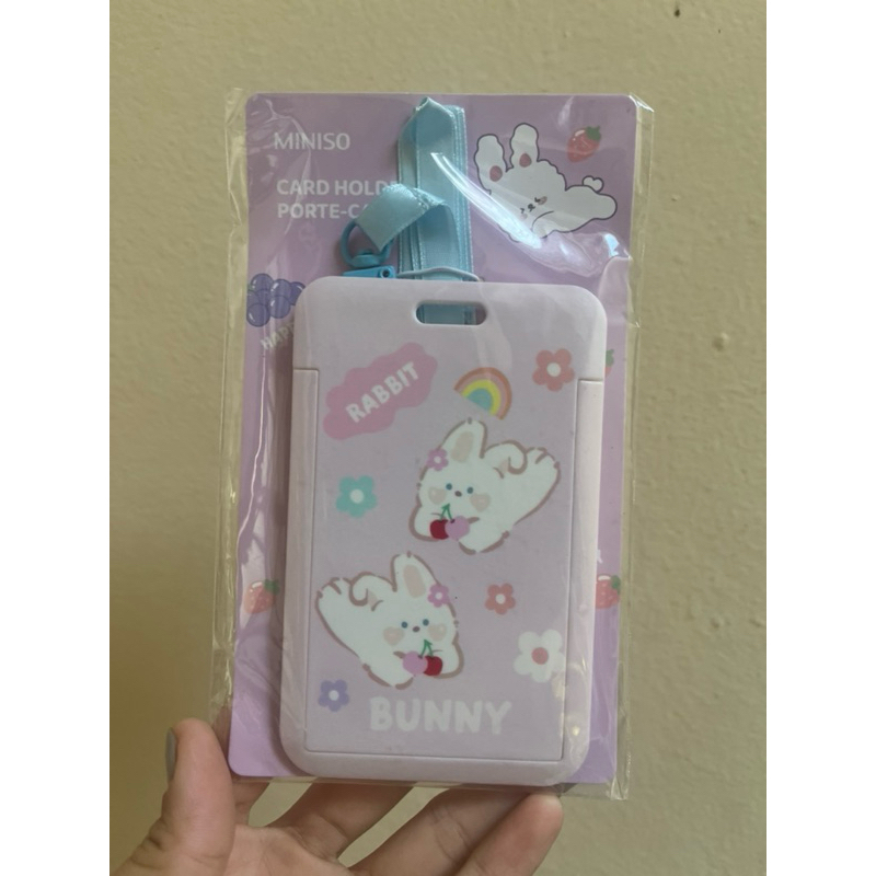 

COD BALI MINISO Cute Bunny Card Holder Tempat Kartu Nama Gantungan Kartu Nama Lanyard Name Tag