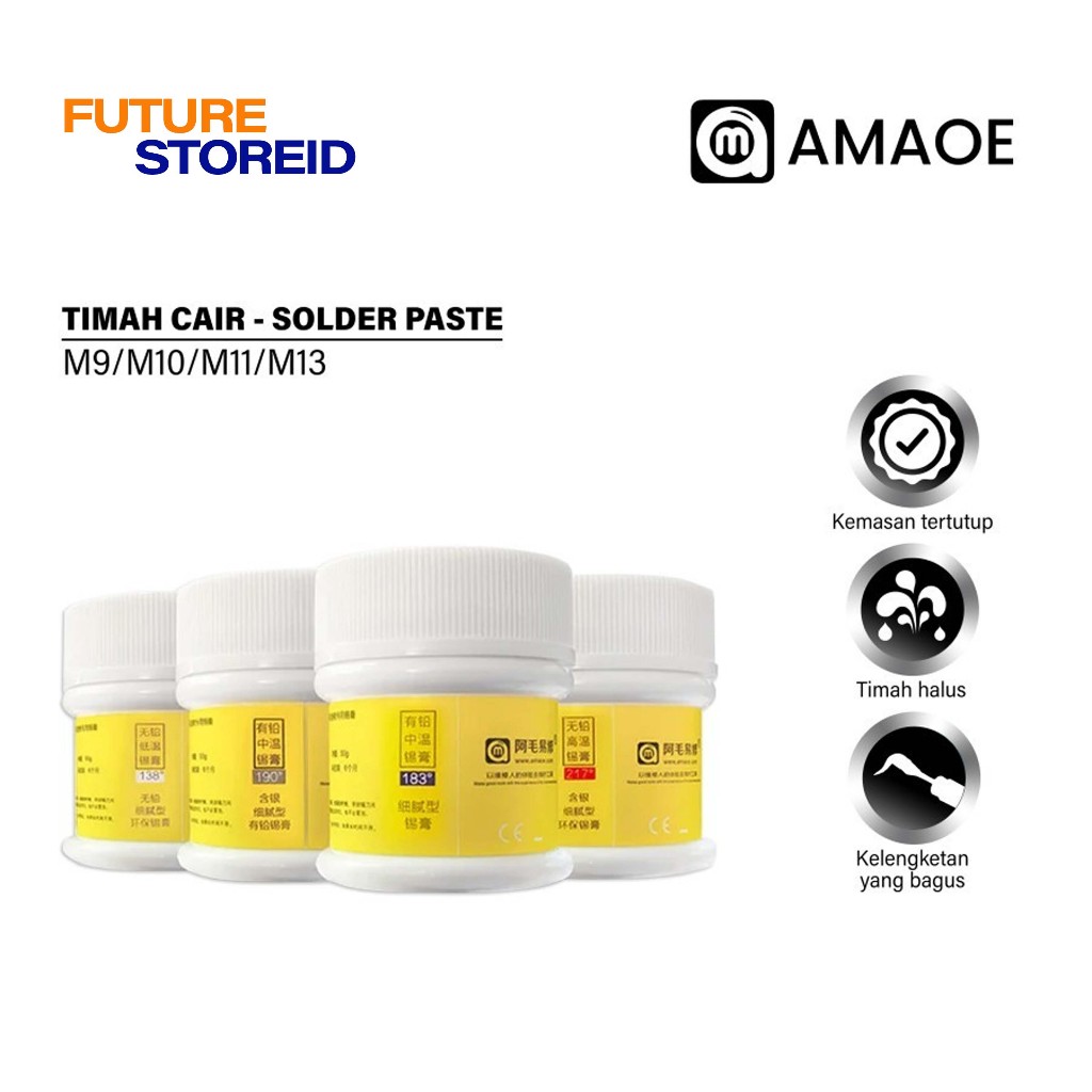 Amaoe M9/M10/M11/M13 Timah Pasta - M9 217°C - M10 183°C - M11 138°C - M13 190°C / Timah Cair / Jump 