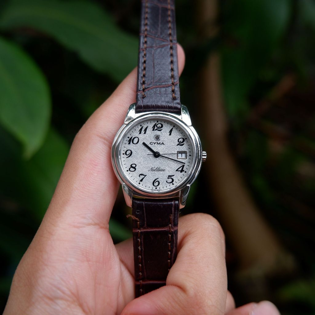 Rare Cyma Noblesse White Dial Quartz Watch