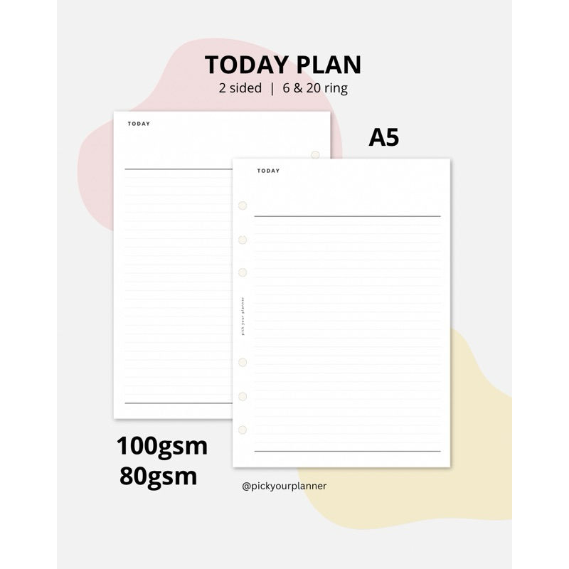 

A5 6 ring 20 ring Today daily planner refill binder
