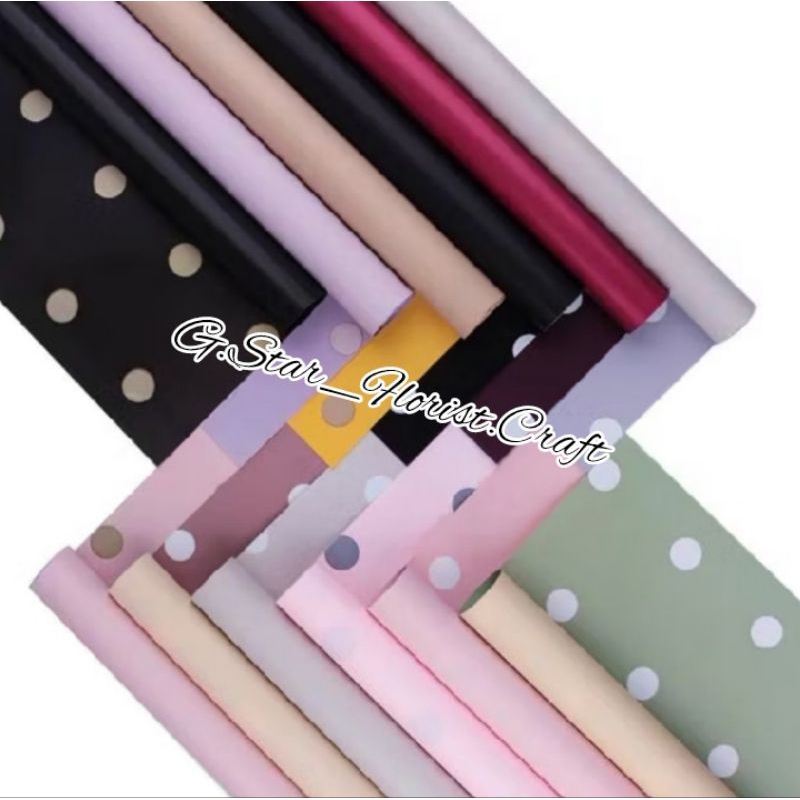 

Kertas Buket motif polkadot 2 warna waterproof flower Wrapping paper per lembar Cellophane Bicolor polkadot