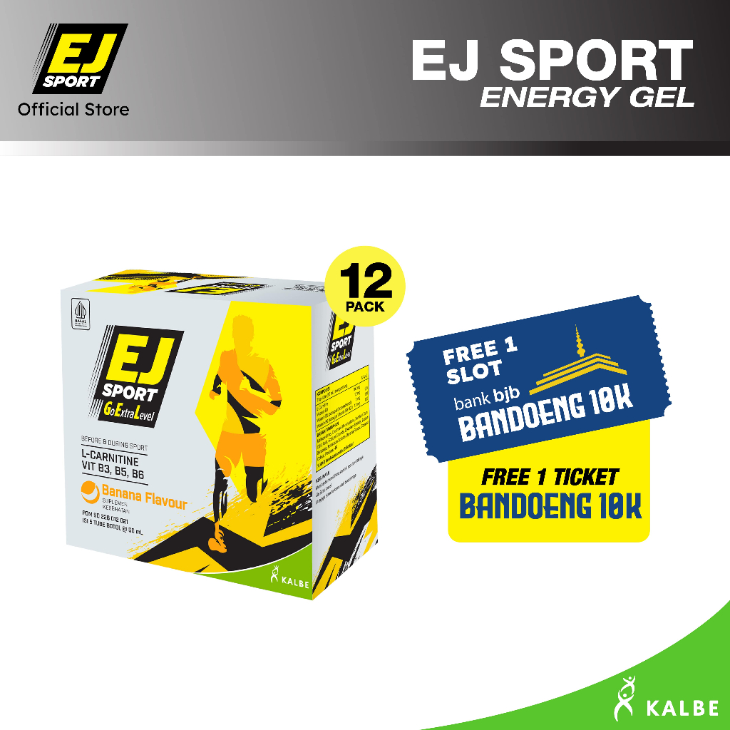 EJ Sport Banana Energy Gel - Isi 12 Pack + FREE Bandung Marathon Ticket