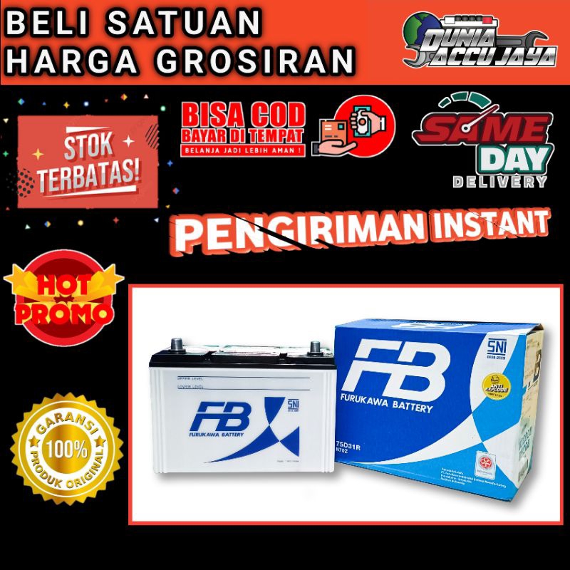 aki mobil basah ( garansi 10 bulan ) ORIGINAL FURUKAWA BATTERY premium N70Z (75D31R) 75AH kijang sta