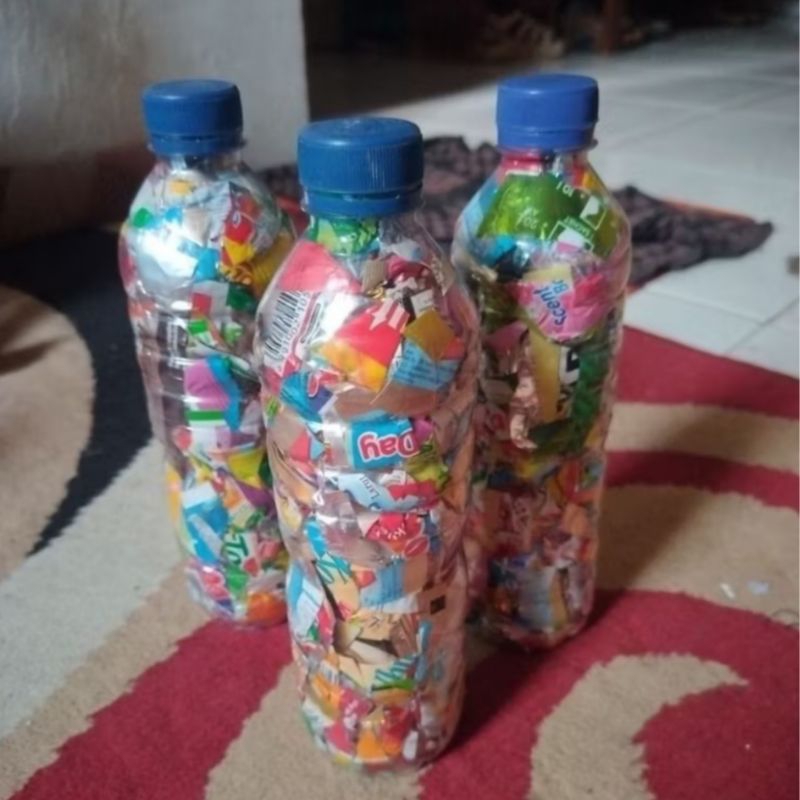 Ecobrick kemasan botol 600ml isian full plastik kemasan minuman