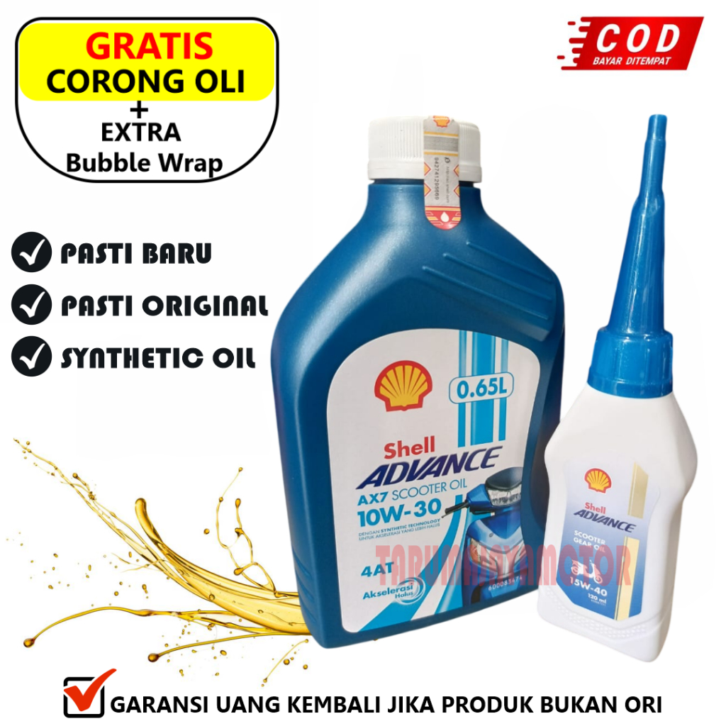 Paket Oli Shell Advance AX7 Matic 10W30 650ml + Gear Oil Motor Scooter Genio Beat Deluxe 2020 LED