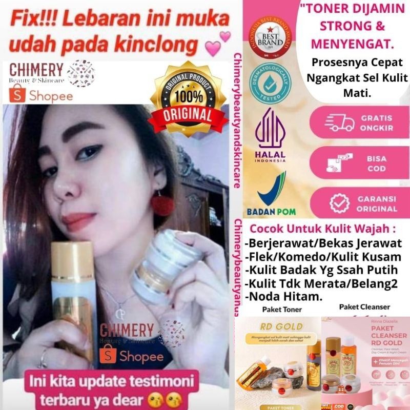 Cream RD123 Gold 30gr Original 100% RINNA DIAZELLA CREAM PEMUTIH WAJAH GLOWING CREAM RD GOLD KEMASAN