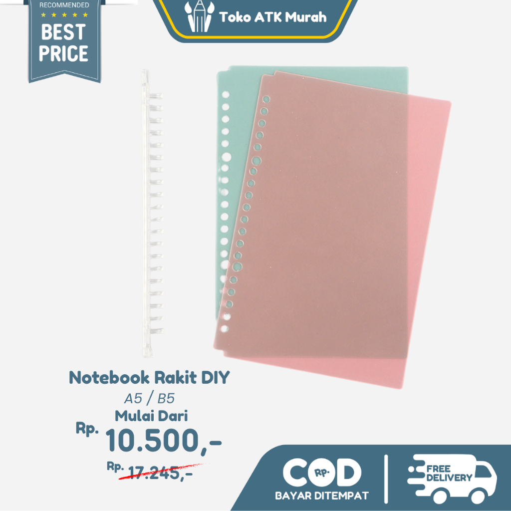 Notebook Rakit DIY Ring Jilid A5 / B5 Pastel Transparant Cute