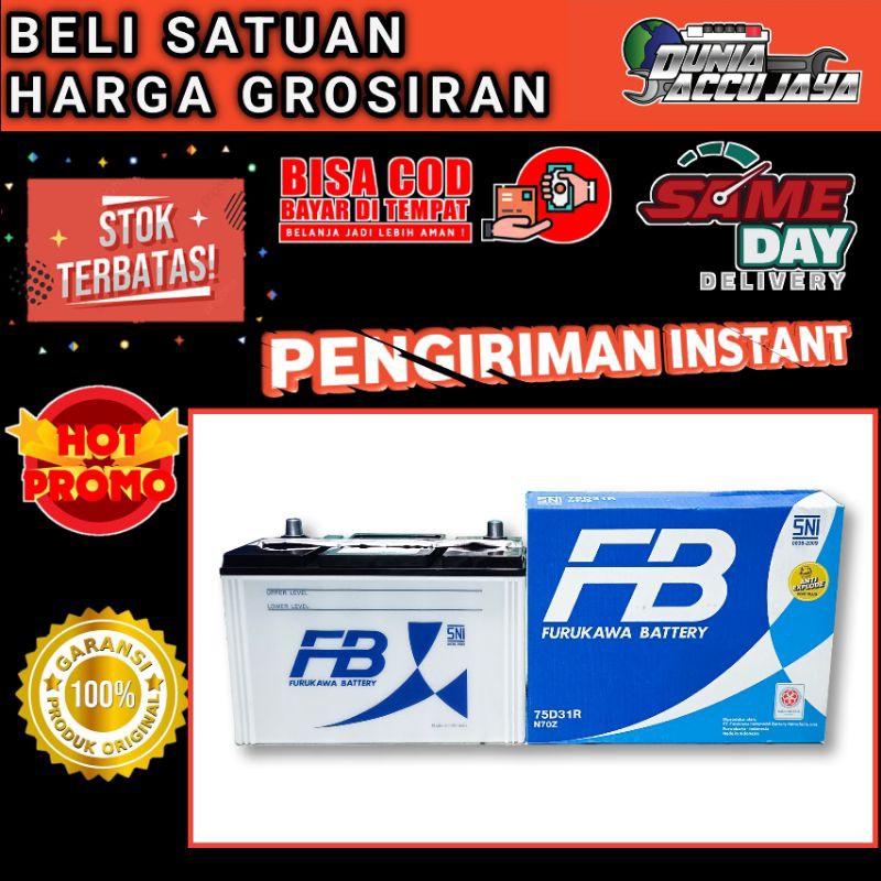 aki mobil basah ( garansi 10 bulan ) ORIGINAL FURUKAWA BATTERY premium N70Z (75D31R) 75AH kijang sta