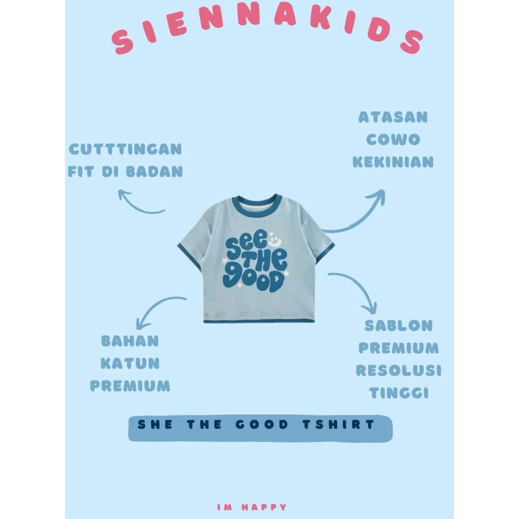 SiennaKids Earth Series | Kaos Premium Anak Laki-Laki | Baju Anak Cowok | Kaos Biru Anak Cowok