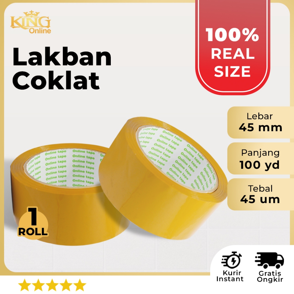 

Lakban Coklat 45 MM X 100 Yard PURE UKURAN REAL Tebal Kuat Isolasi solatip perekat kuat tebal