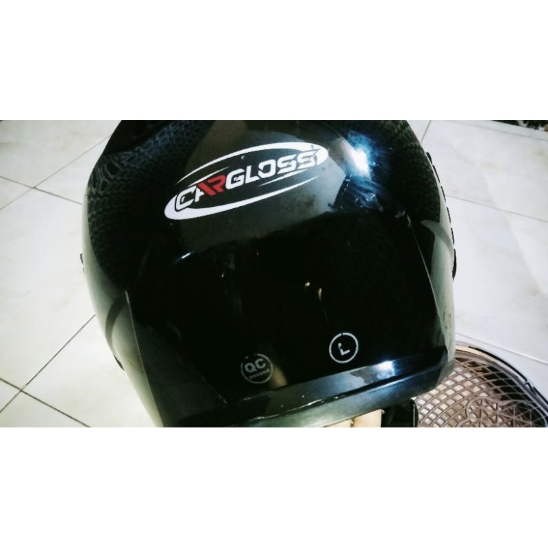 Supermoto Cargloss Former Duke Helm Original Glossy FSM CR Full Face Deep Black SG Kondisi Second Pr
