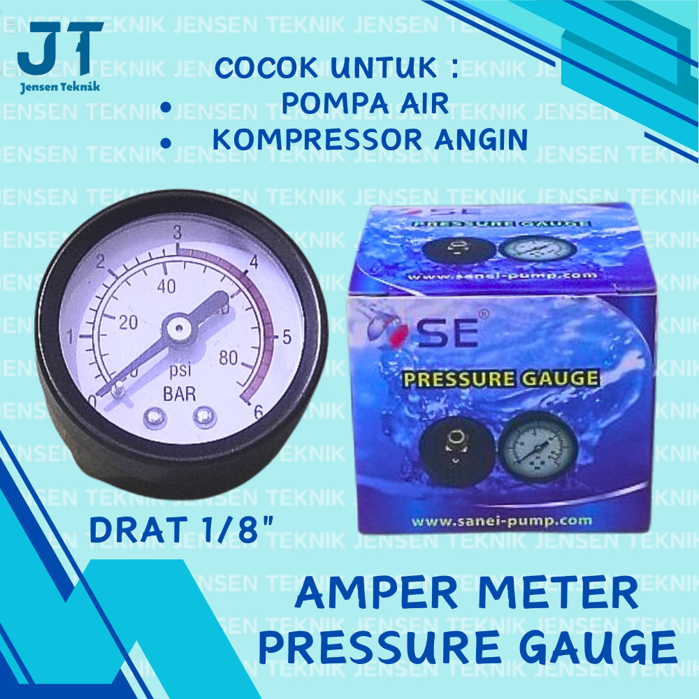 Pressure Gauge / Amper Meter 1/8 Pengukur Tekanan Kompressor Angin