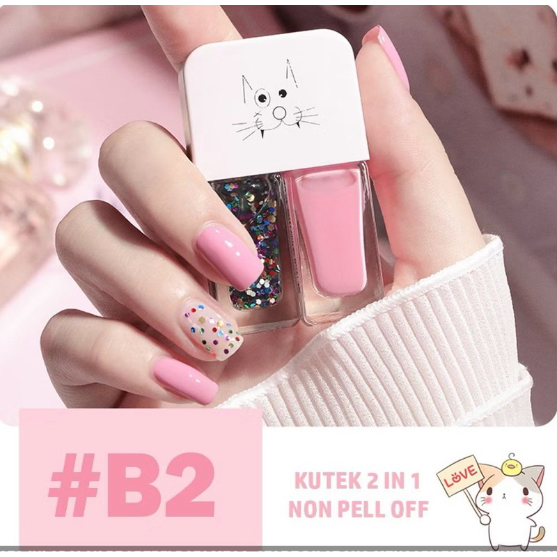 YA KUTEK DUA VARIAN WARNA NAIL POLISH NON PEEL OFF /CAT KUKU 2IN1 / kutek kutek peel off kutek halal
