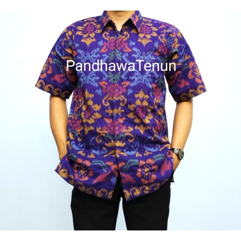 Kemeja Tenun Endek Csm Bali Casual , Kemeja Seragam Kantor , Baju Kondangan Pria Couple , Baju Pria 