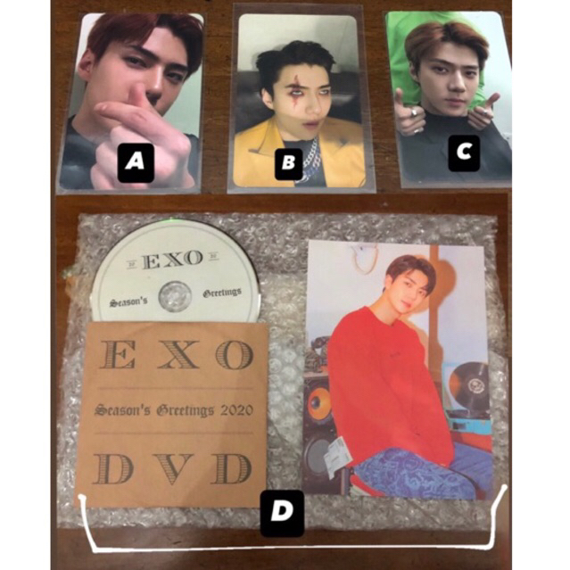 SEHUN EXO PHOTOCARD OFFICIAL pc sehun exo dvd seasons greetings 2020+exploration2019 OFFICIAL