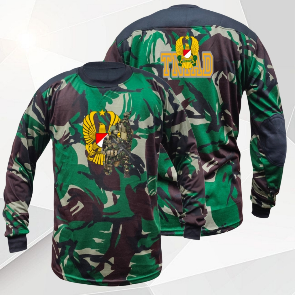 Kaos Dry Fit Loreng TENTARA TNI AD Lengan Panjang