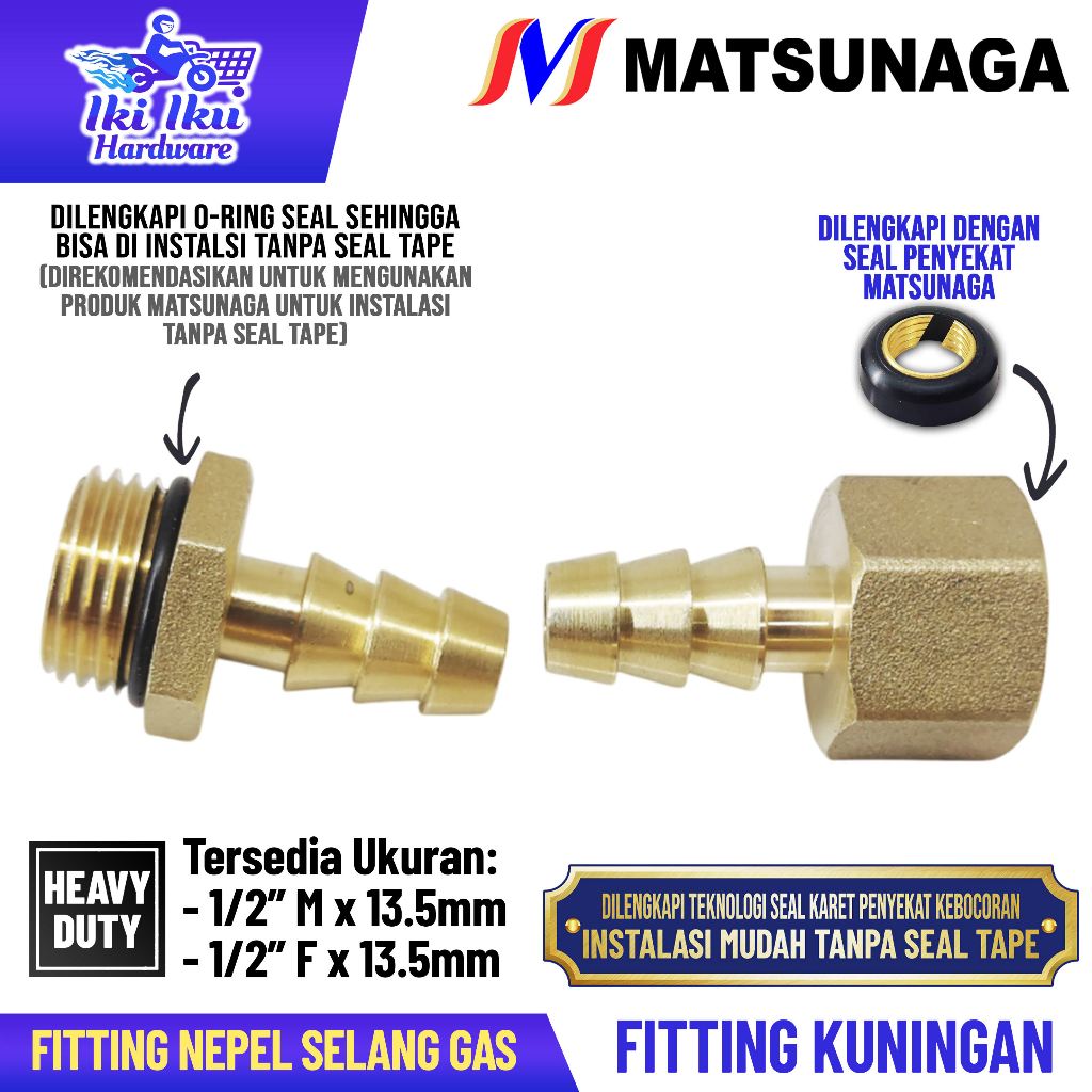 Matsunaga Nepel Selang Kuningan 1/2 Inch