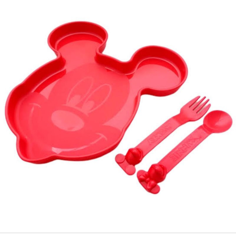 TUPPERWARE MICKEY PLATE SET SENDOK GARPU/SET MAKAN ANAK/PIRING MAKAN ANAK/PIRING ANAK/PIRING SET ANA