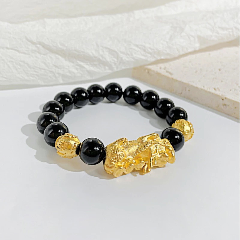 OLEVS Gelang Pria Fashion Manik Manik Hitam Gelang Aesthetic Korea Keren Maco Elegan