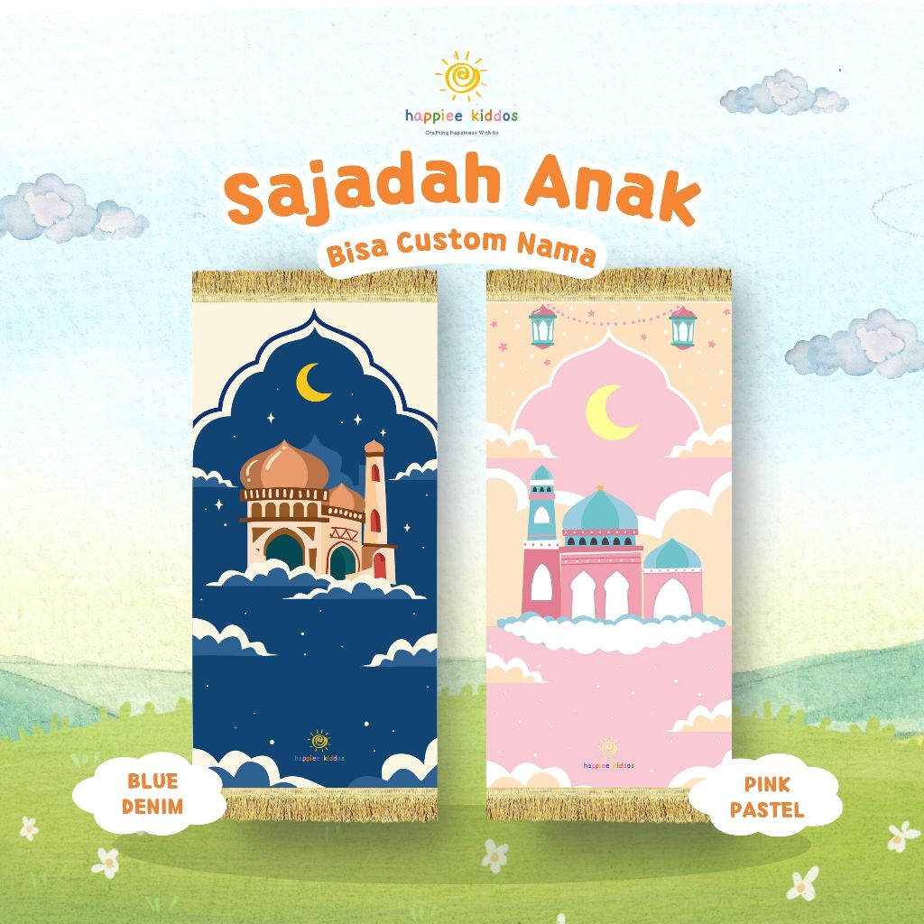 Sajadah Anak Motif Mosque Gratis Pakai Nama - Sajadah Printing Halus Ada Busa Antislip