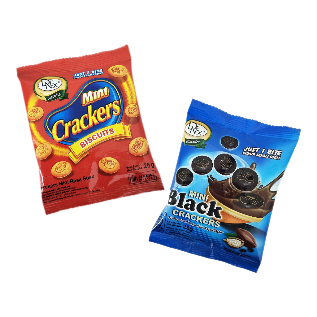 

Denex mini crackers biscuits / mini black crackers 1 renteng 10 pcs