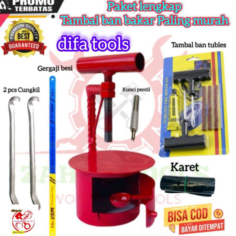 SEPAKET Alat Tambal Ban Bakar dan Tubeles Alat Tambal Ban Bakar Motor Lengkap Manual Mini Spirtus Al