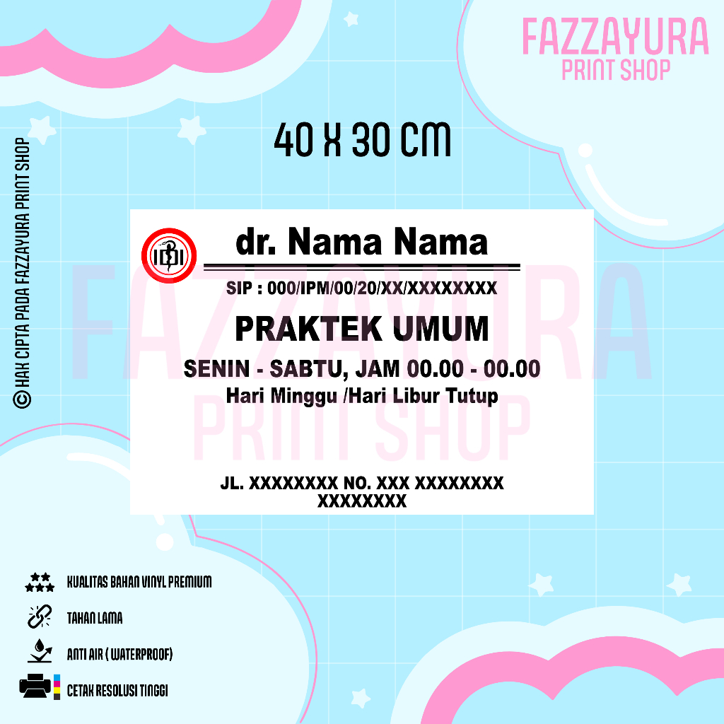 

STICKER PRAKTEK UMUM 40 X 30 CM