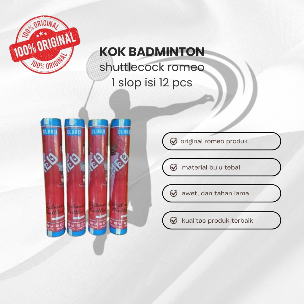 kok badminton / kok bulutangkis / shuttlecock romeo merah club 2 100% original produk