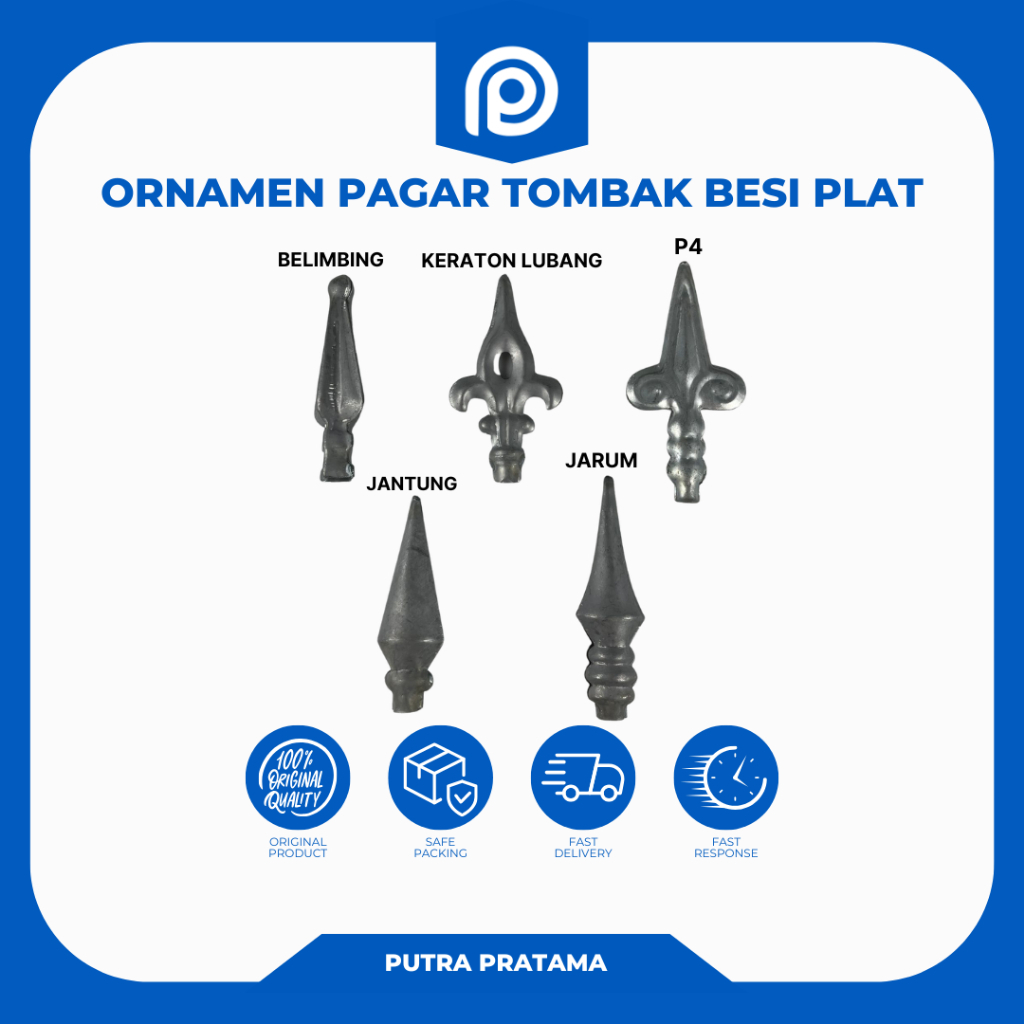 ORNAMEN PAGAR TOMBAK BESI PLAT | AKSESORIS PAGAR BESI PLAT MOTIF TOMBAK