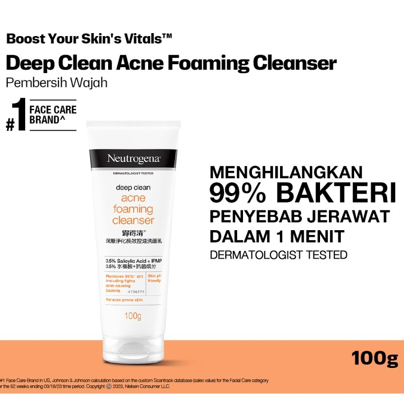 NEUTROGENA Deep Clean Acne Foaming Cleanser 100 gr - Cleanser Wajah Anti Acne - Face Wash
