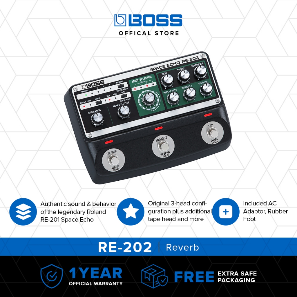 BOSS RE-202 Space Echo Digital Delay Pedal Efek