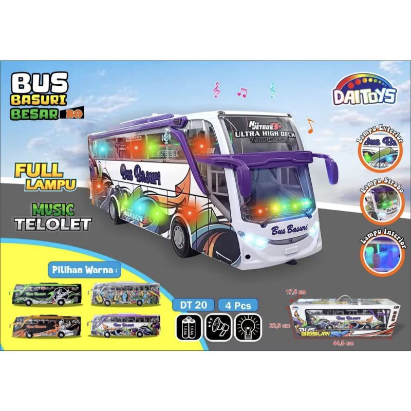 Mainan Bus Basuri Telolet Versi Jumbo / Mainan Miniatur Bus Oleng Basuri Viral