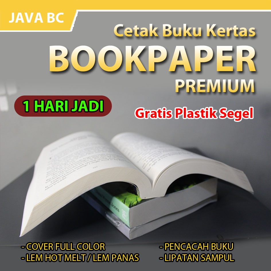 

Paket Cetak Buku A5 Bookpaper Softcover / Hardcover + Plastik Segel + Cetak Isi Hitam-putih 2sisi