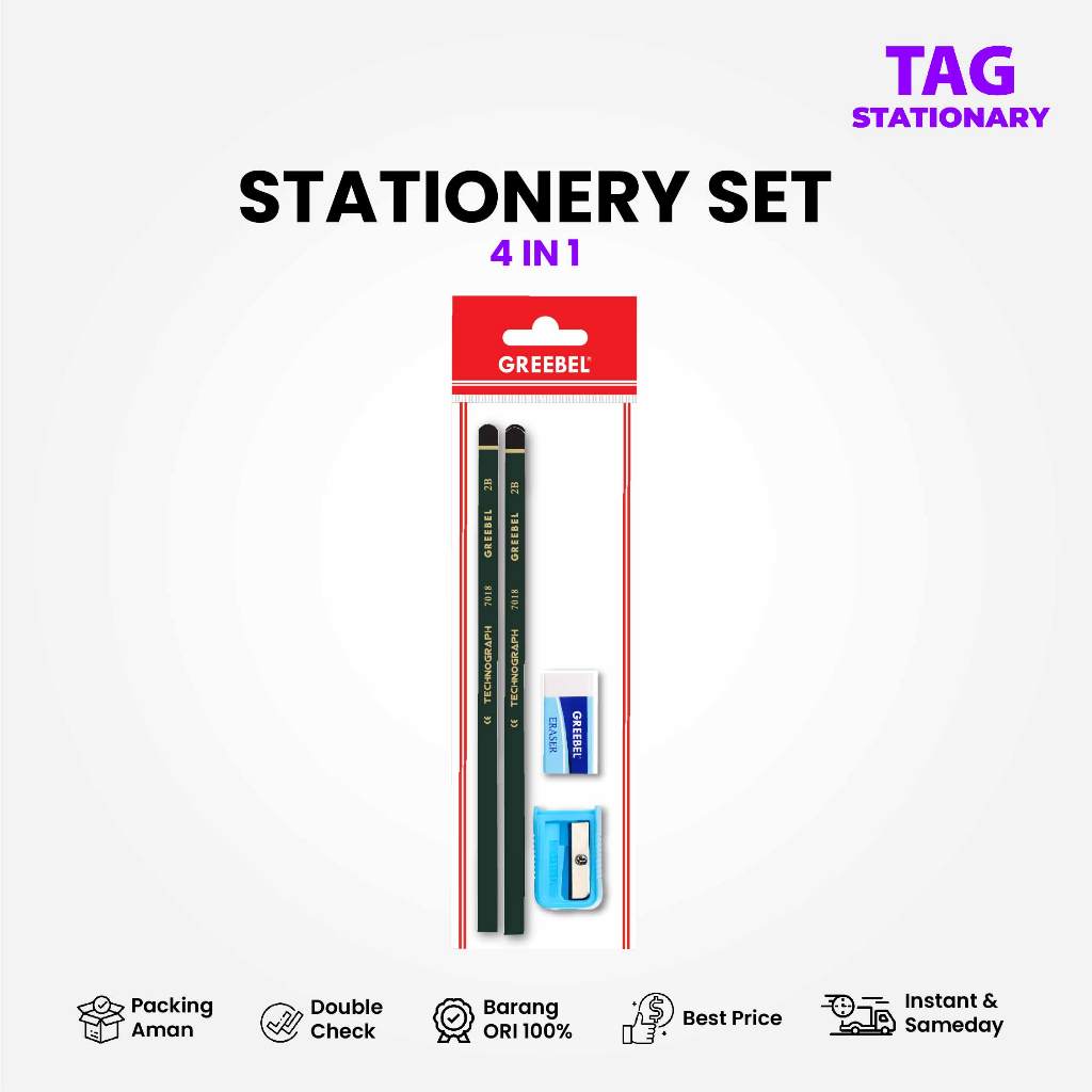 

GREEBEL Paket Alat Tulis / Stationery Set 4 IN 1 / Timur Agung Grosir